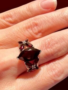 Gorgeous Garnet & Sterling Silver Statement Ring
